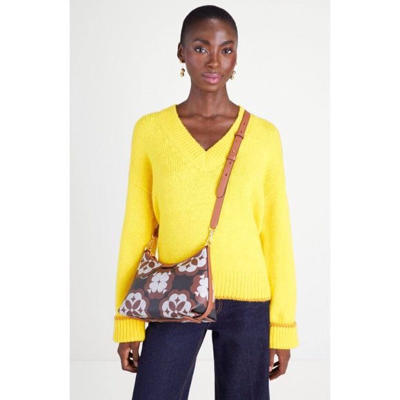 New Kate Spade Spade Flower Monogram Coated Canvas Medium Crossbody Black Multi - Picture 3 of 6